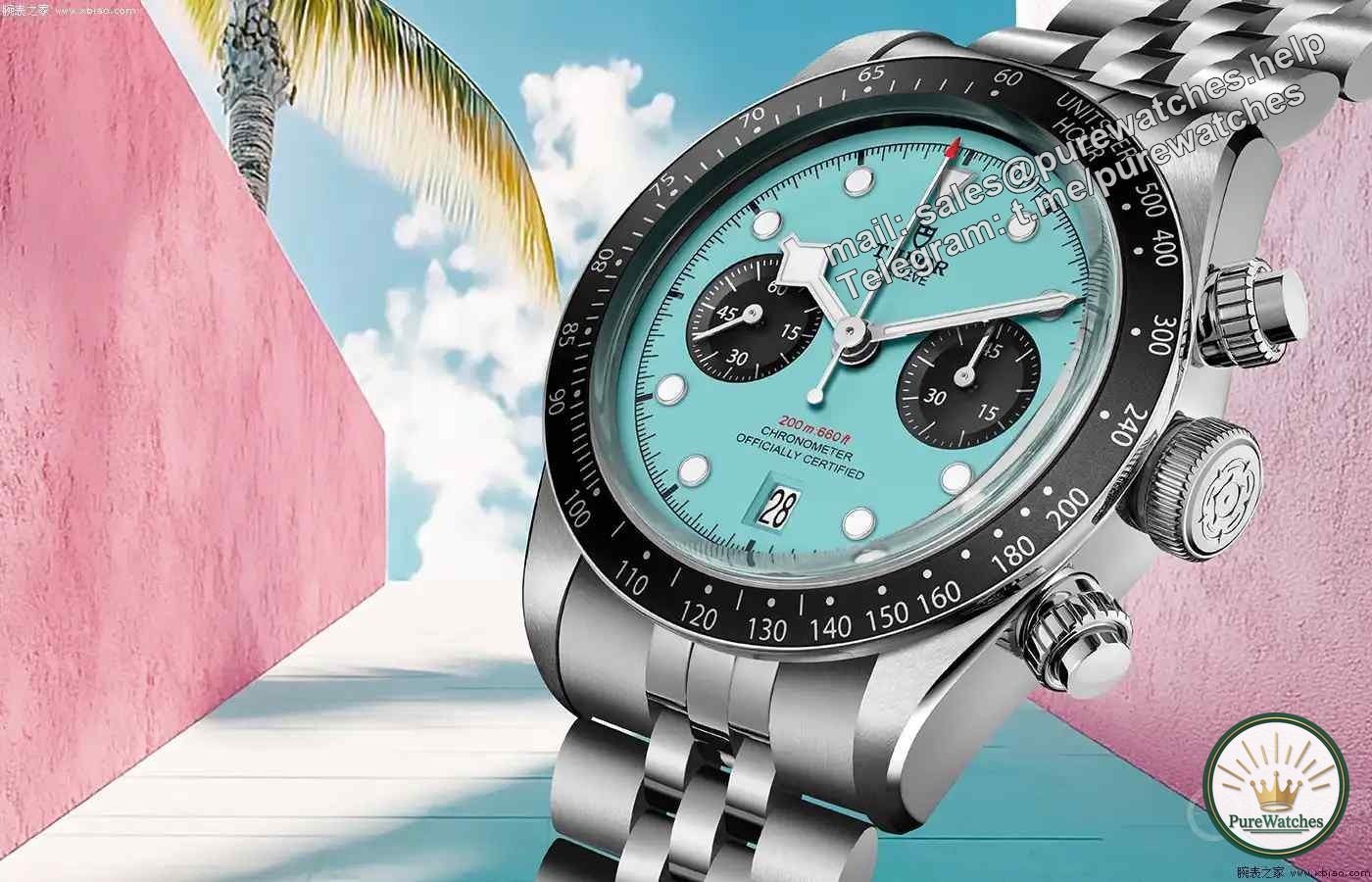 These three chronographs understand you so well! Hublot all-red ceramic, GO retro two-tone, and Tudor flamingo blue make stunning appearances
