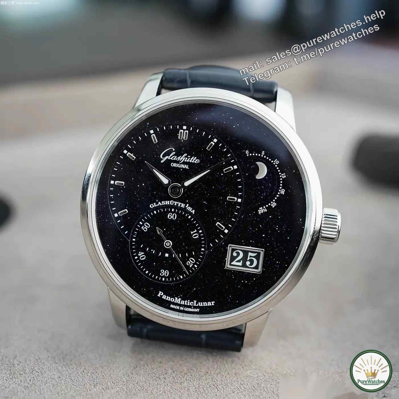 The perfect fusion of luxury and technology! Glashütte original eccentric moon phase aventurine watch limited edition