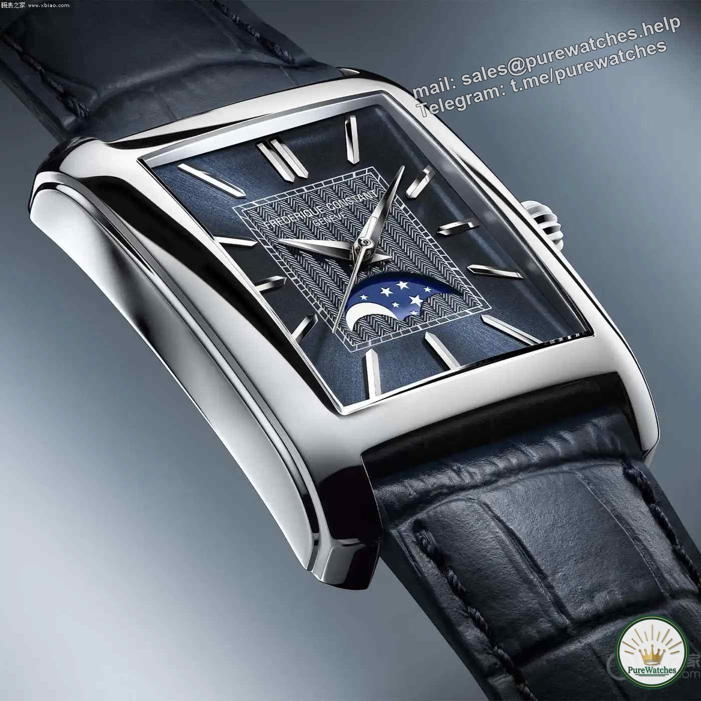 Frederique Constant moon phase watch makes a stunning debut! Classic square design, starry night sky dial, only 15,000 to wear, giving a sense of luxury