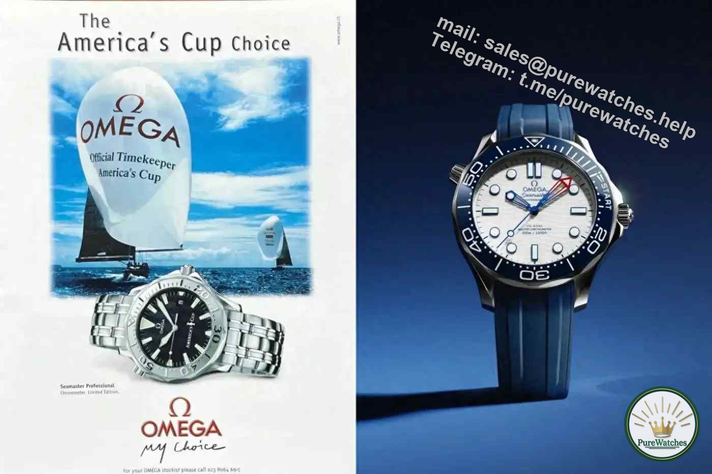 Omega Seamaster 300m America’s Cup special edition! Regatta timing ring + blue and white ceramic plate, both performance and appearance