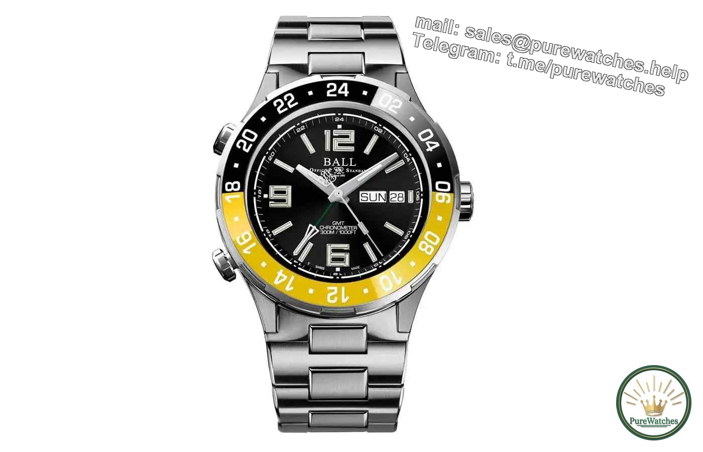 The brightest light in the darkness! Bohr yellow and black ceramic bezel GMT watch comes with 25 years of long-lasting luminous light, a hardcore debut