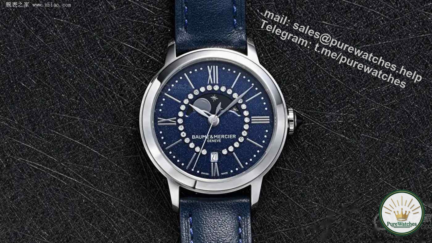 You can never go wrong with winter gift giving! Baume & Mercier “First Snow” watch, moon phase + diamond + sapphire crown, elegant to the core