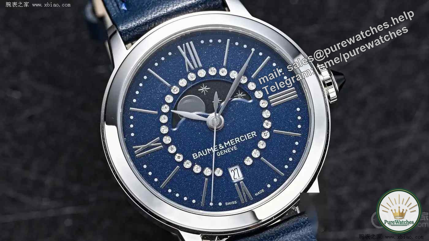 You can never go wrong with winter gift giving! Baume & Mercier “First Snow” watch, moon phase + diamond + sapphire crown, elegant to the core