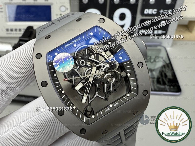 Get started with 1450 hardness “space gray”! ZF factory RM055 titanium carbide watch case review: real titanium carbide + RMUL2 movement, hardcore gamers close their eyes