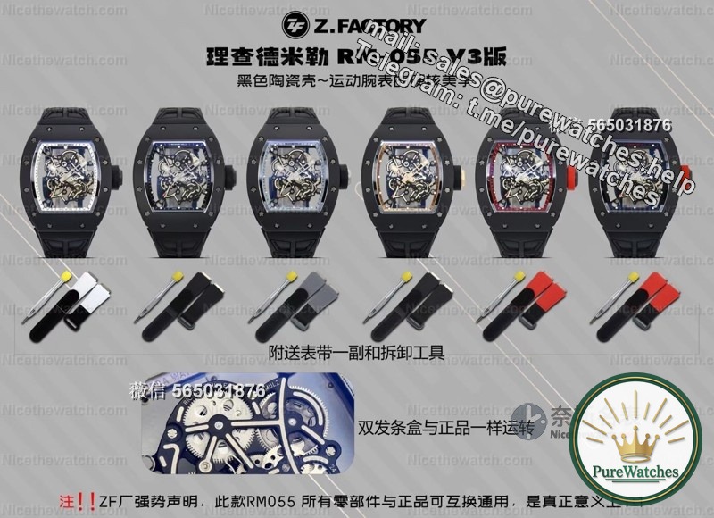 ZF factory Richard Mille RM-055 V3 in-depth review: black ceramic case + integrated movement, the first choice for hard-core sports watches?