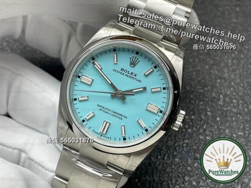 VS factory Tiffany Blue Oyster Perpetual actual measurement: Dandong 3230+27 ball movement, this fresh blue plate is so healing!