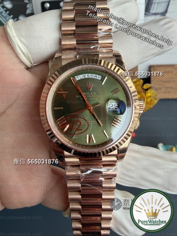 VS factory Rolex DD rose gold green dial V2 actual test: 182 grams of real pressure feel, how powerful is the Dandong 3255 movement?