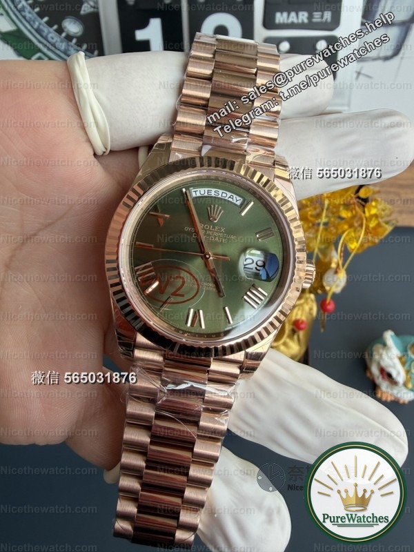 VS factory Rolex DD rose gold green dial V2 actual test: 182 grams of real pressure feel, how powerful is the Dandong 3255 movement?