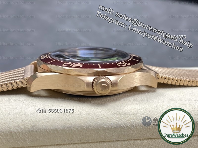 VS factory Omega Seamaster 300 bronze gold hands-on experience: retro golden brown color matching with 8806 movement, this replica watch has something!