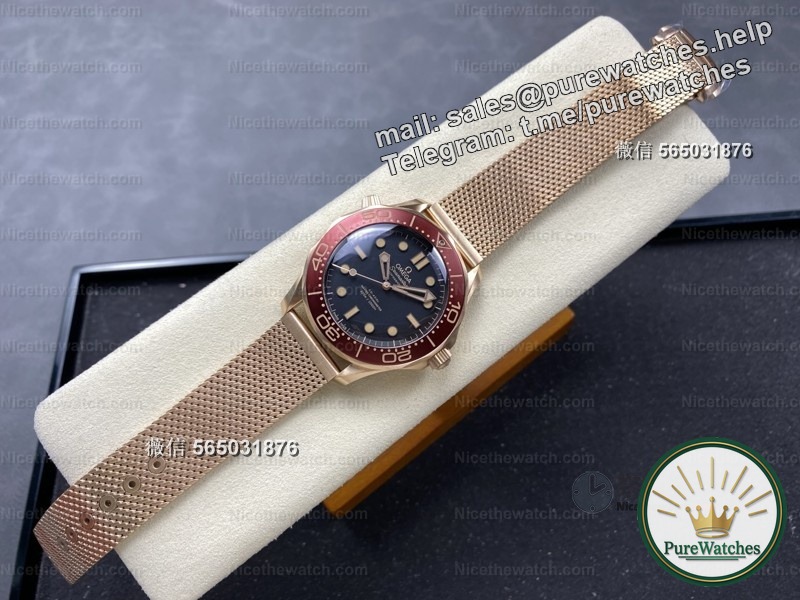 VS factory Omega Seamaster 300 bronze gold hands-on experience: retro golden brown color matching with 8806 movement, this replica watch has something!