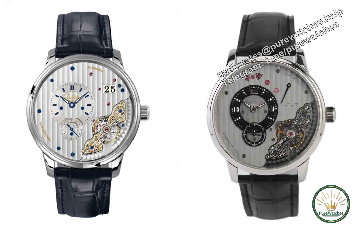 The inversion of the movement is truly original! Glashütte moved all the gooseneck fine-tuning and gold sleeves to the dial, and the front is a mechanical feast.