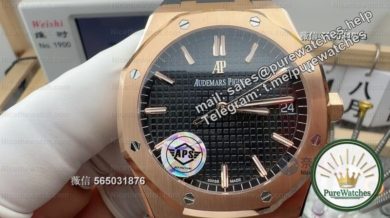 Which Royal Oak 15500 replica is better? APS factory 4302 card-free integrated movement + rose gold plating, detail restoration is superior to peers