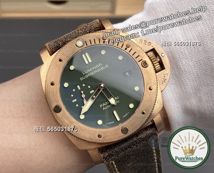 VS Factory Panerai PAM-382 Bronze Watch Actual Measurement: Powered by an integrated P9000 movement, this is what a tough guy watch should look like
