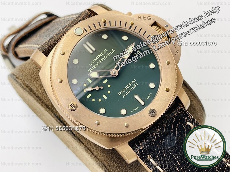 VS Factory Panerai PAM-382 Bronze Watch Actual Measurement: Powered by an integrated P9000 movement, this is what a tough guy watch should look like