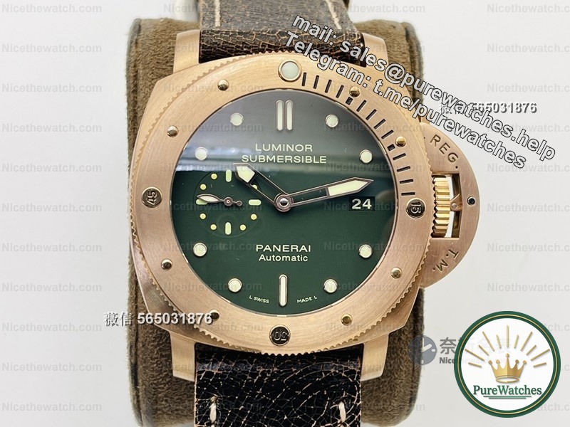 VS Factory Panerai PAM-382 Bronze Watch Actual Measurement: Powered by an integrated P9000 movement, this is what a tough guy watch should look like