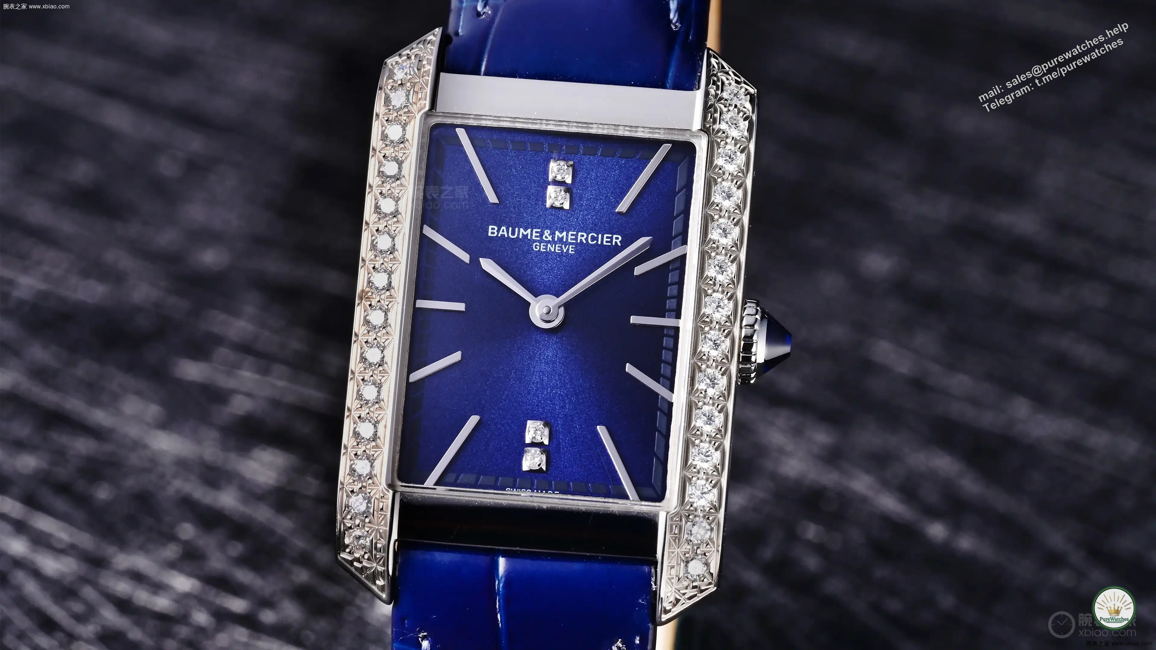 Baume & Mercier understands elegance: Hampton Quiet Blue plate + vertical diamond setting, can be worn for commuting and dating