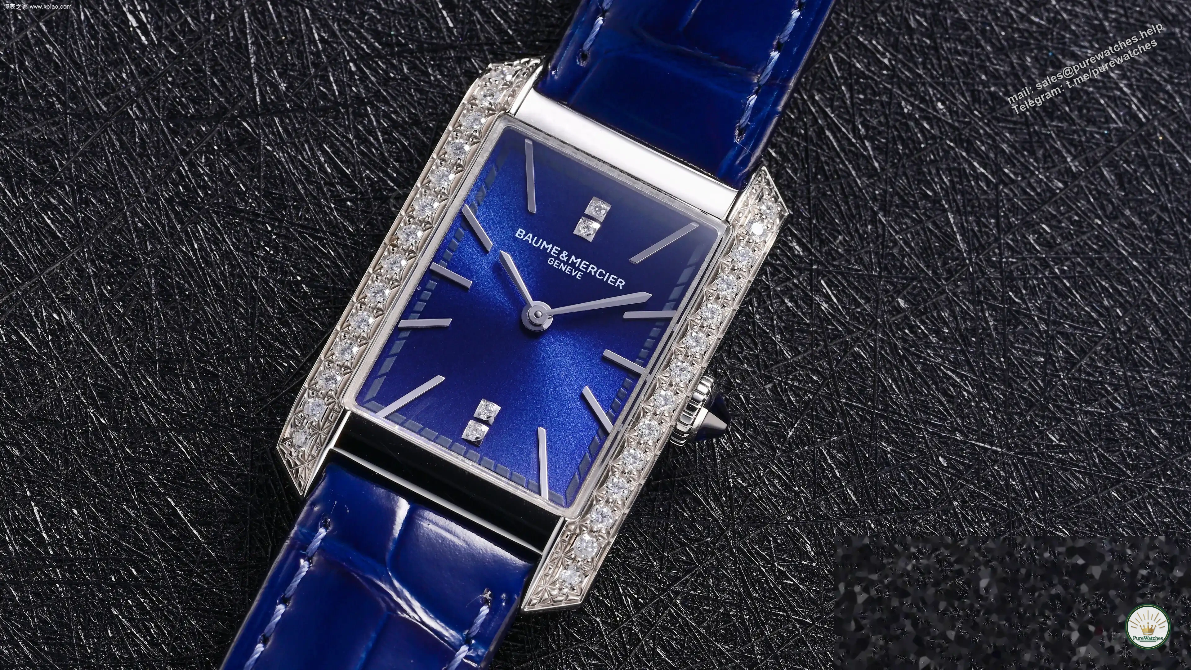 Baume & Mercier understands elegance: Hampton Quiet Blue plate + vertical diamond setting, can be worn for commuting and dating