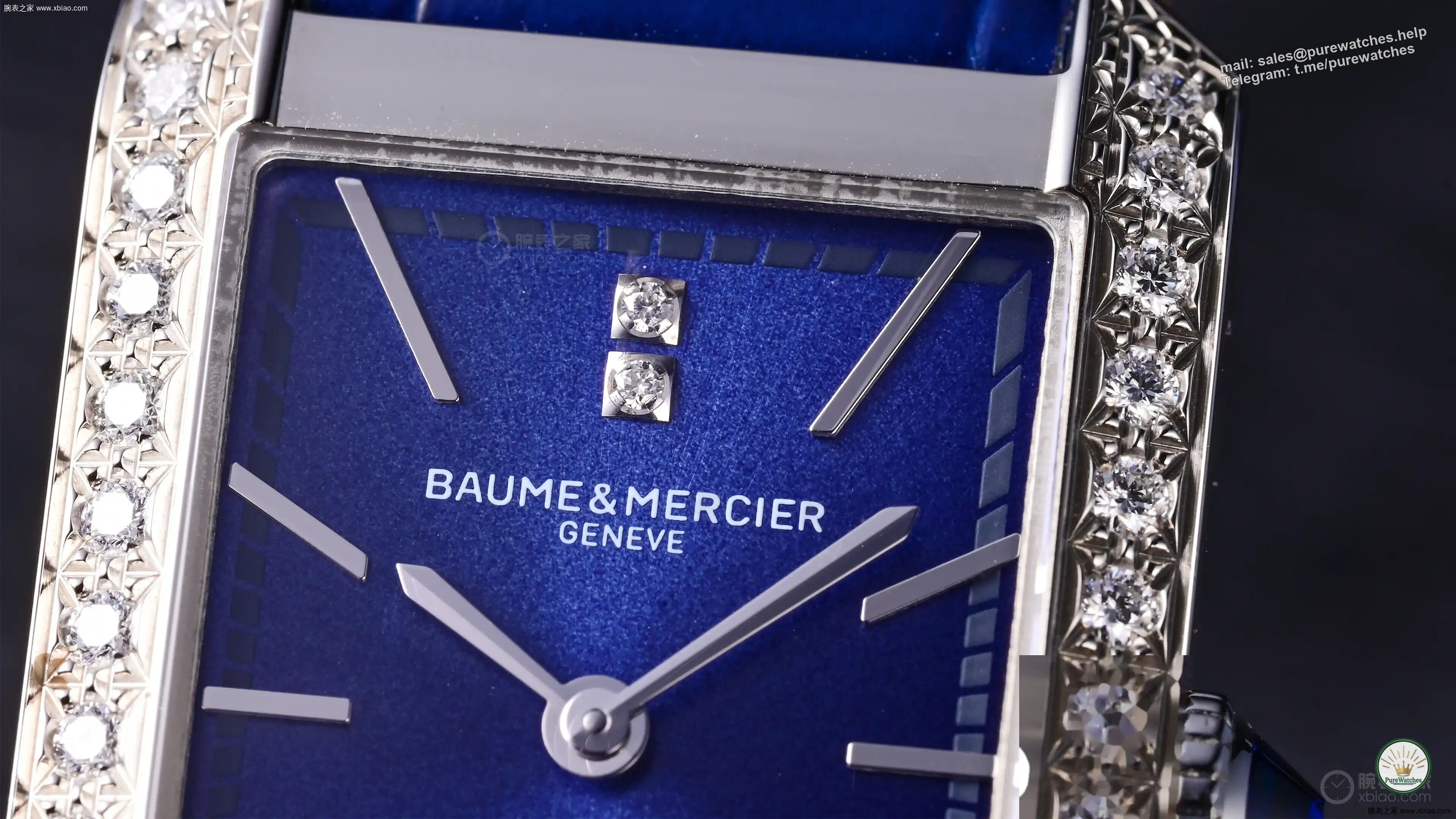 Baume & Mercier understands elegance: Hampton Quiet Blue plate + vertical diamond setting, can be worn for commuting and dating