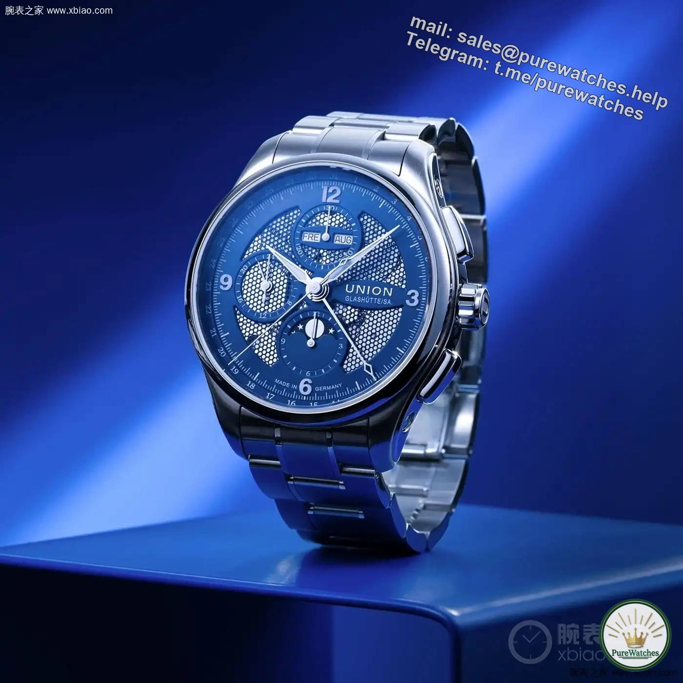 Complicated function steel watch for less than RMB 30,000: Yulian chronograph and moon phase are hollowed out, and the day, month, date and moon phase are all included.