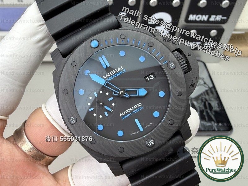 VS factory Panerai 1616 actual measurement: carbon fiber case + P9010 movement, this large diameter watch is really light!