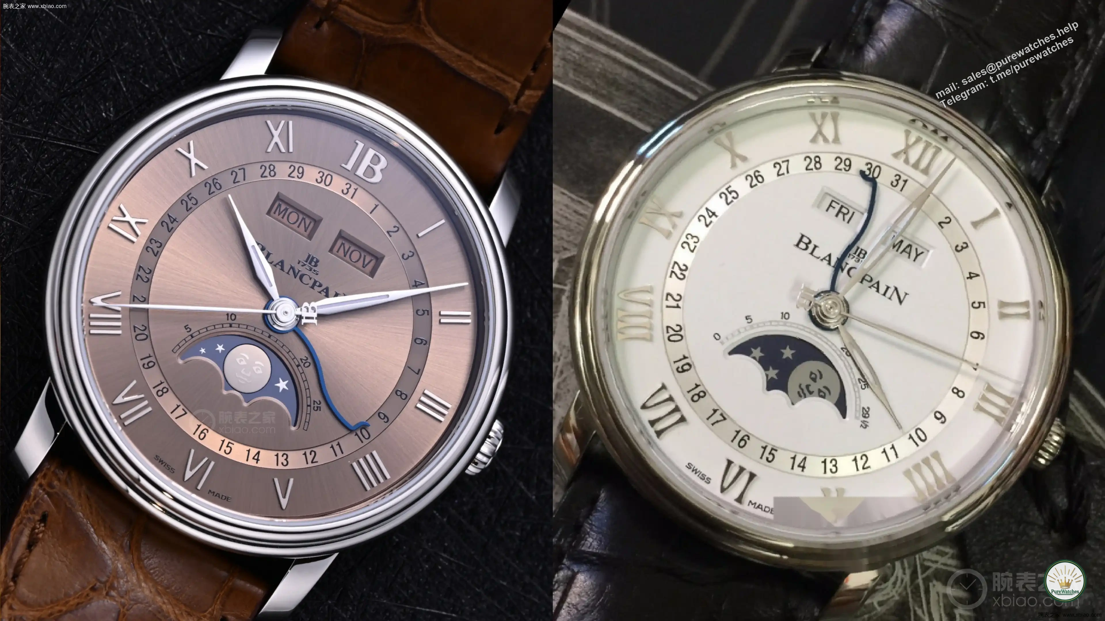 Blancpain 6654 upgraded again: sword-shaped hands + “JB” time scale + white gold moon phase, steel case starting from 134,500