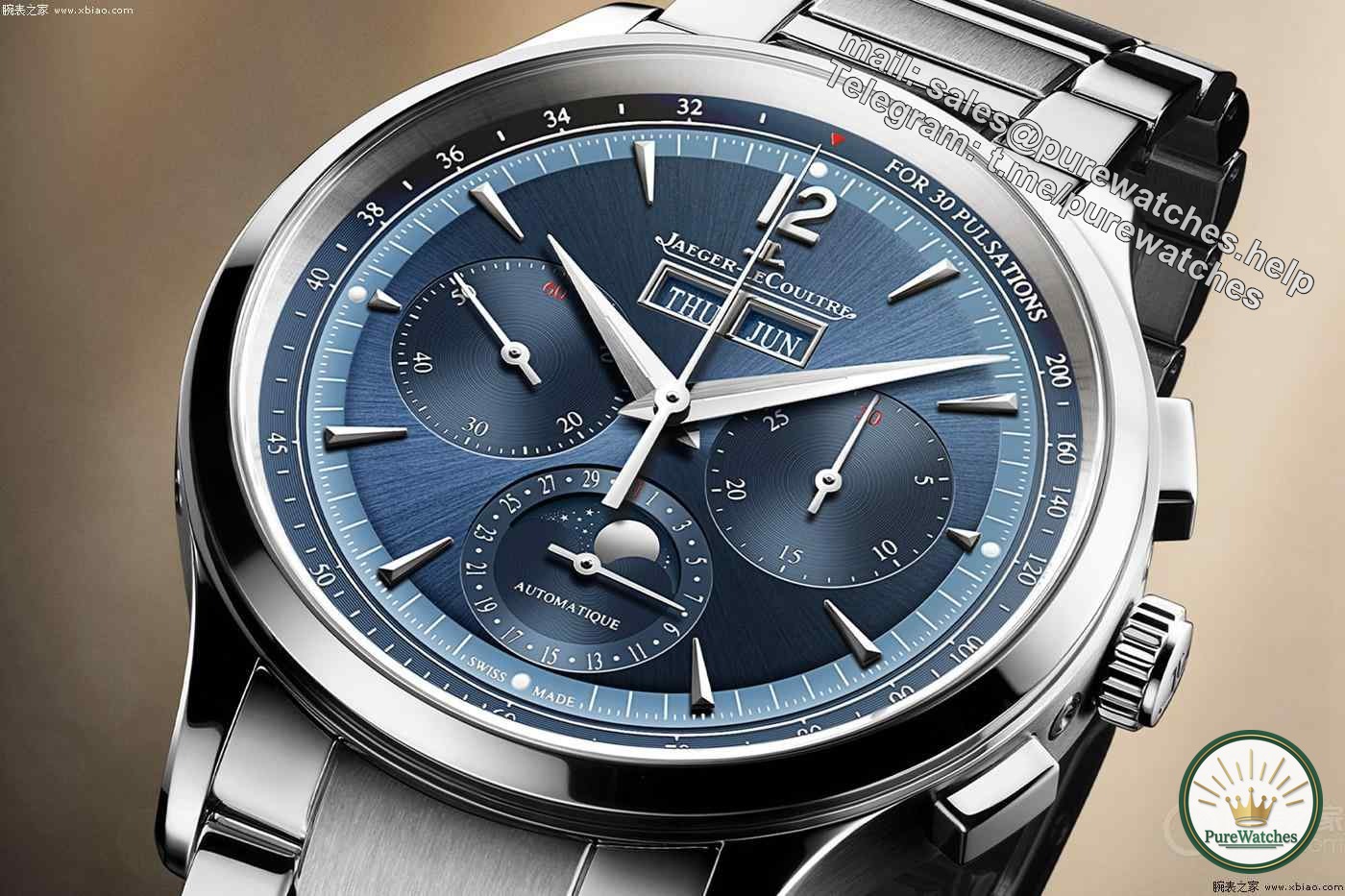 Jaeger-LeCoultre’s new Master Series blue dial chronograph full calendar watch, priced at 148,000 yuan