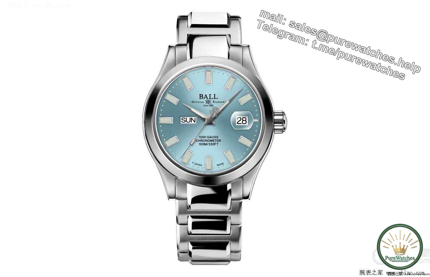 A cool summer, ice blue watch with different price ranges from 5K to 60,000, suitable for summer wear