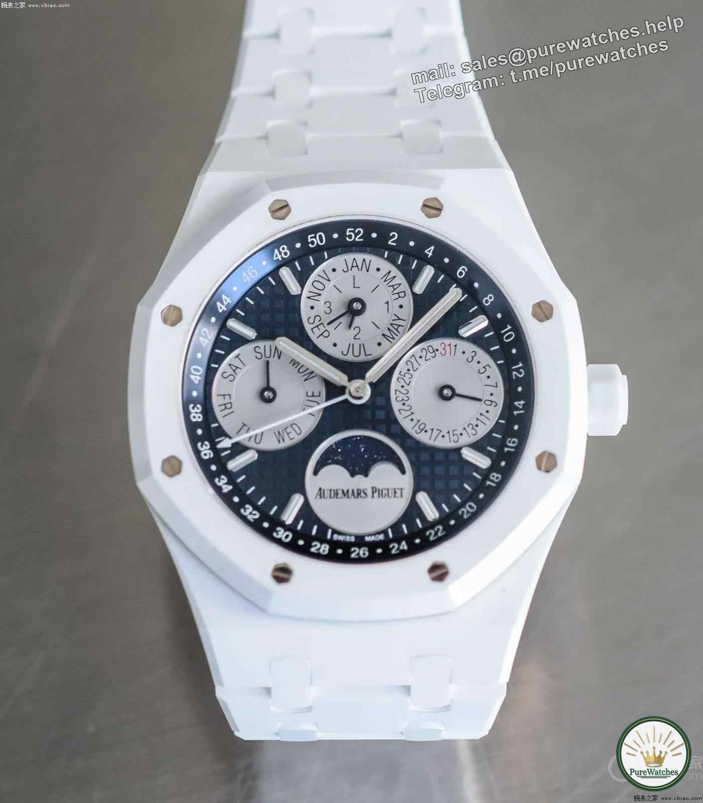Comparison between Zenith DEFY SKYLINE Skeleton Blank Ceramic Watch and Royal Oak Perpetual Calendar White Ceramic Watch