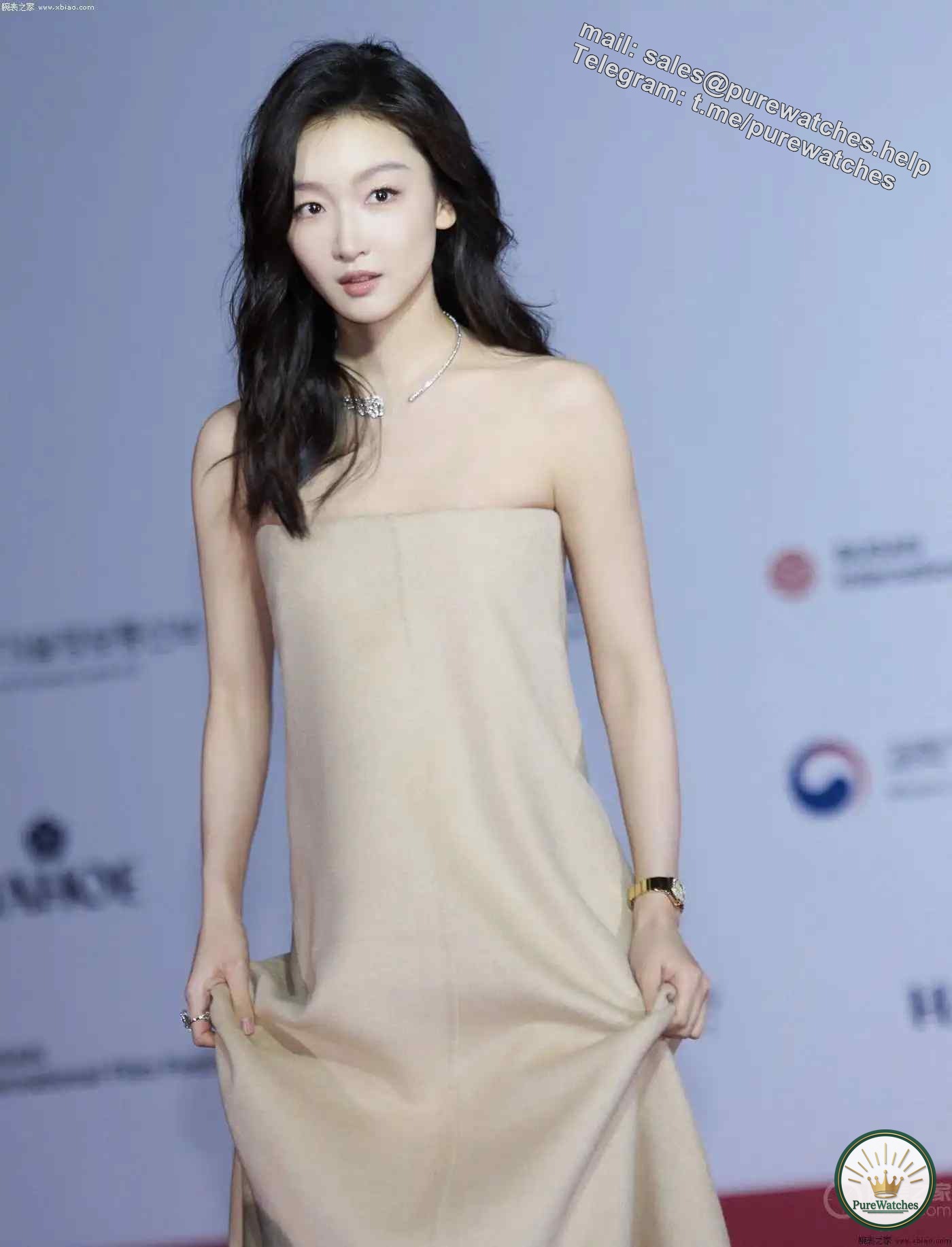 Zhou Dongyu wears the Omega Constellation watch (Zhou Dongyu Busan Film Festival outfit style)
