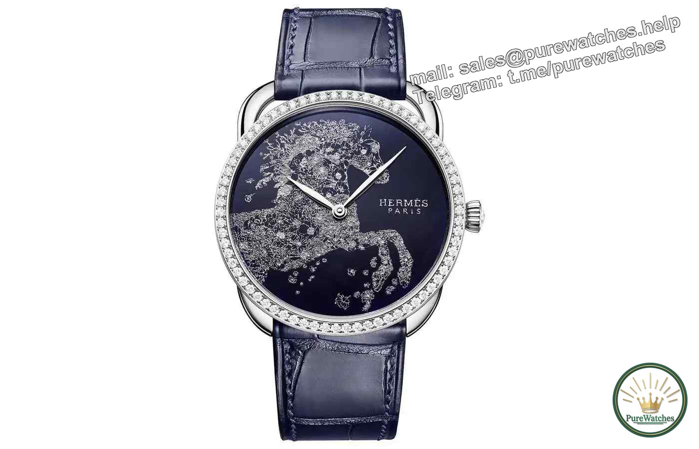 Hermès Arceau’s new work: white gold and diamond case with embroidered horse, Robe Légère enamel craft limited edition